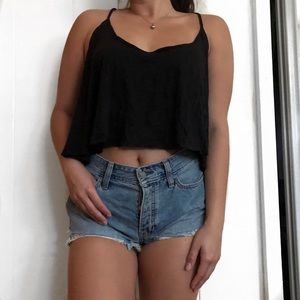 PINK Black Flowy Tank